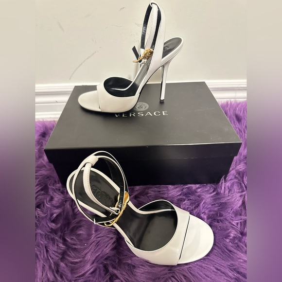 Versace Safety Pin High Heel Sandals - Picture 4 of 9